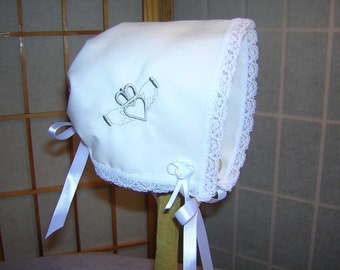 Irish Baby Bonnet/ Brides Wedding Handkerchief Keepsake (Claddagh)