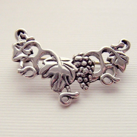 Grapevine Lapel Pin Three Loops Sterling Silver