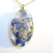 Larkspur Pressed Flower Pendant, Large Oval, Clear, Real Flowers Resin (673)