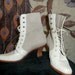 Vintage 80s Victorian Style Flax Colored Granny Boots Laced Steampunk 5.5 6 Women's Wedding Burning Man