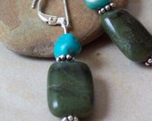 TRANQUILITY Jade and Turquoise Earrings-Jewelry-Earrings Dangle Birthstone