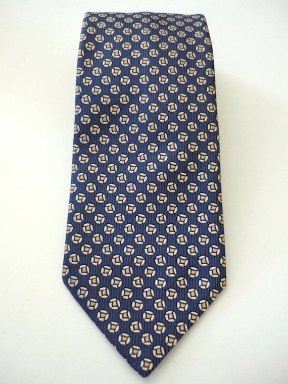 Vintage Neckties Men's 90's Silk Charvet Blue Circle