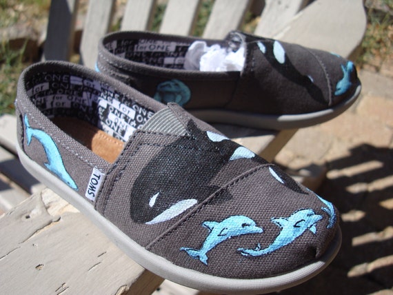 Items similar to toddler sized under the sea -custom painted TOMS shoes ...