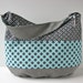 Zippered Hobo Bag Purse in Colorblocked Grey and Aqua Polka Dots with denim - ready to ship
