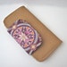 Wallet in Tan Faux Leather and Purple Medallions - ready to ship