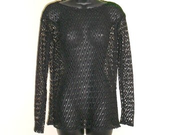 Tribal Fusion Bellydance Black Mesh Shirt Small Medium