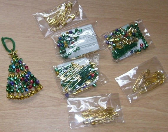 3 goldtone safety pin beaded christmas tree ornament kits 3 goldtone safety pin beaded christmas tree ornament kits