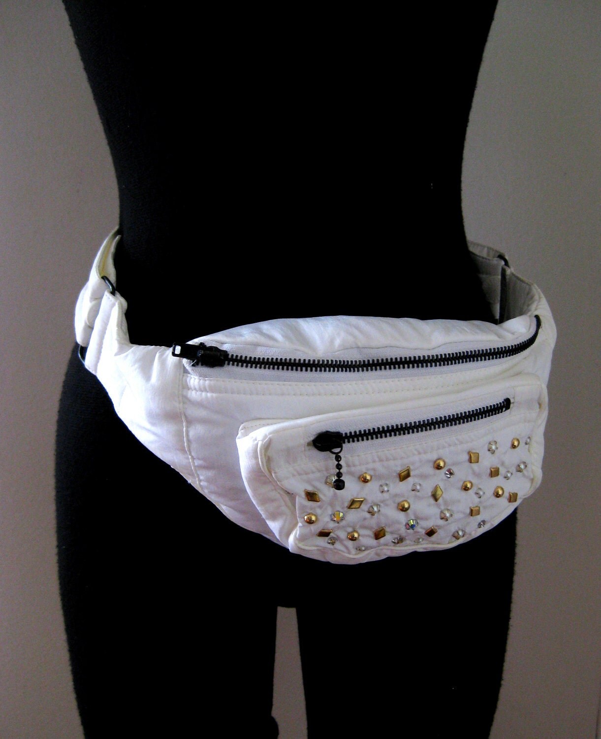 RESERVED FOR LS White Fanny Pack Puffy 80s Waist Pouch
