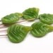 Handmade lampwork glass head pins - Mid Olive leaves - 5 leaf headpins, spring leaves
