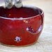 Yarn bowl owl in rich red Handmade ceramic