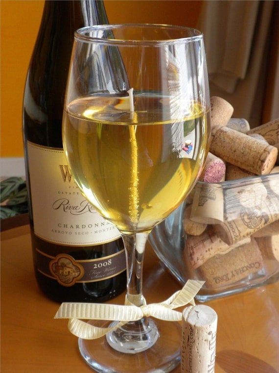 Chardonnay Wine Gel Candle via Etsy 