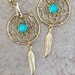 Gold & Turquoise dream catcher earrings - Sun and Sky