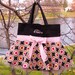 Embroidered Dance Bag - Black Bag with Pink and Green Skirt and Pink Ribbon Mini Tutu Tote Bag - MSTB44 - BP