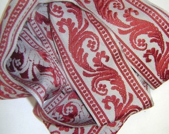 Copper Red/Natural Linen Trim-3 Inches Wide