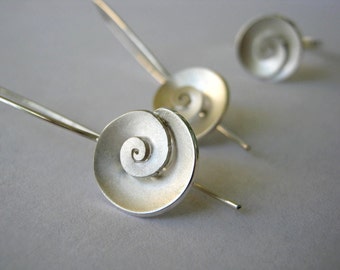 Nautilus - dangle Earrings - Sterling silver - small size, FREE SHIPPING to US and Canada!