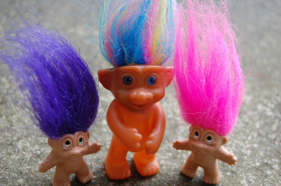 Lot of Three Little Troll Dolls