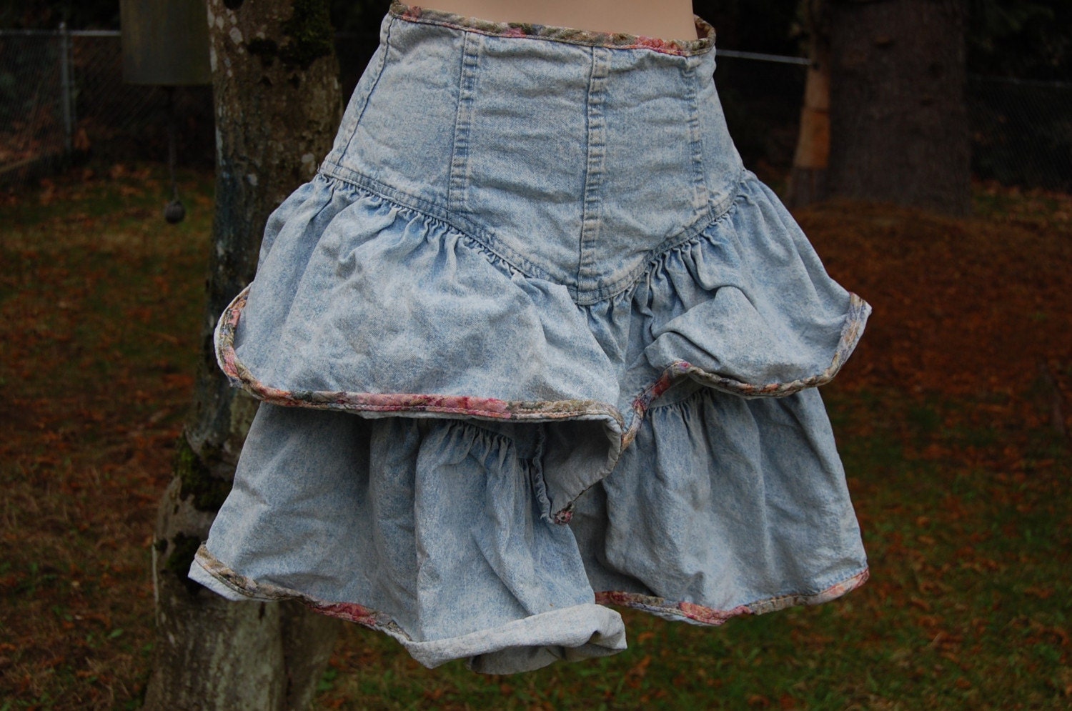 Best 80s Denim Skirt High waisted Ruffles