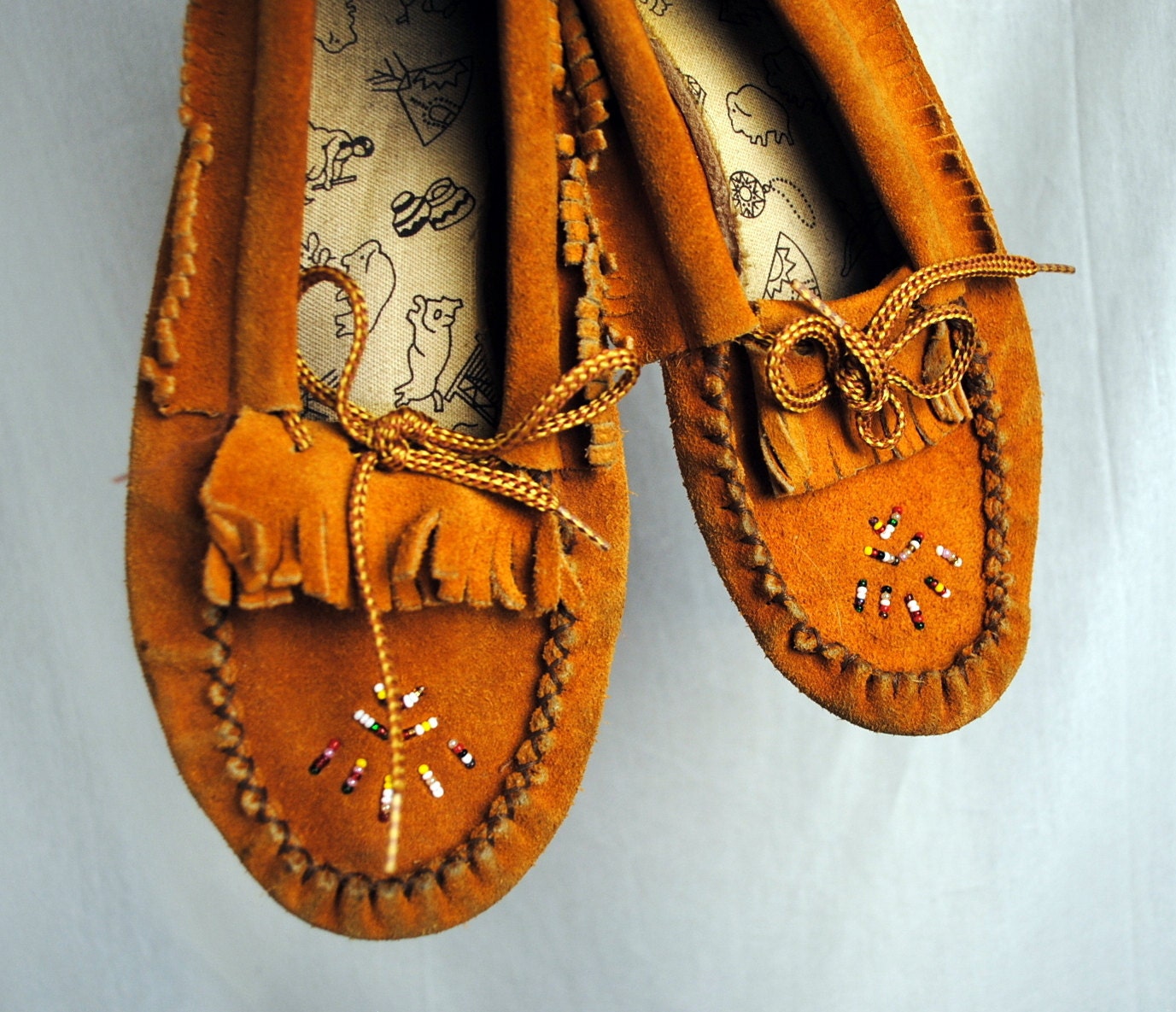 Vintage Beaded Leather Moccasins