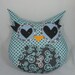 Owl Pillow Plush - gray polka dots - Ready to ship