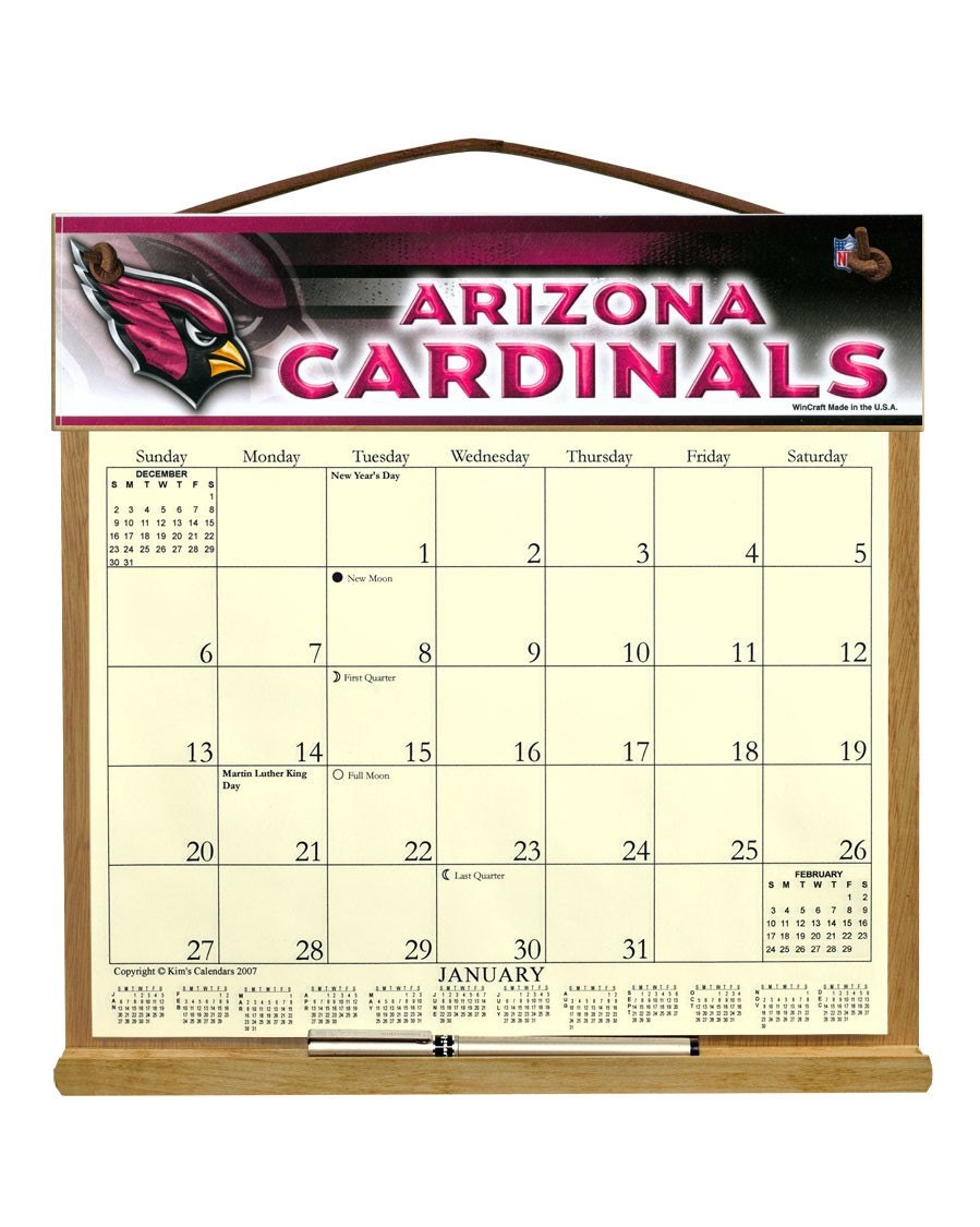 Arizona Cardinals Wooden Refillable Calendar by kimscalendars