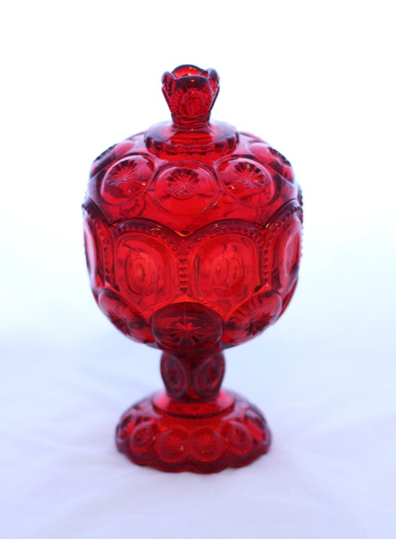 Vintage Red Glass Candy Dish