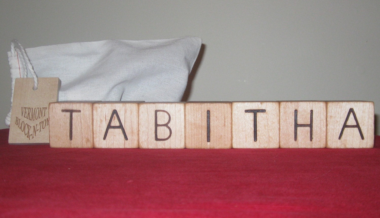 Wooden Name and Building Blocks set of 7 by Vermontblockntoy