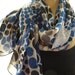 Bubbles in Cobalt,Black and Gray...Parisian Neck Tissu...Chiffon scarf