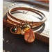 Earth Tone Bangle Bracelets with Charms - Boho Bangle Bracelets Wire Wrapped with Hearts, Pearls, Stone, and Crystal Cha