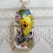 First Spring Garden-Pansies, Lilacs, Heather, Lobelia-Spring Pressed Flower Domed Glass Pendant-Symbolizes First Love, Loyalty, Admiration