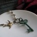 Skeleton Key Necklace, Bird and Pearl Necklace, Vintage Inspired Verdigris Patina Key Pendant - A LITTLE SECRET
