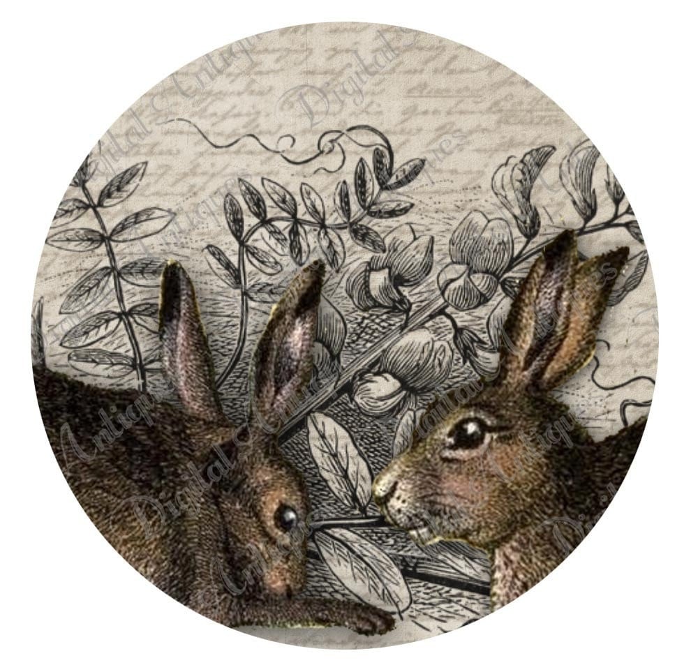 vintage rabbit tags printable easter digital by