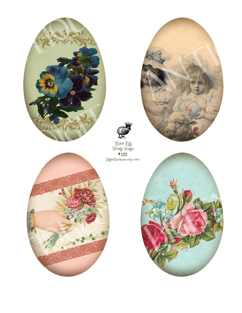 Easter Egg Vintage Images Printable Digital by DigitalAntiques