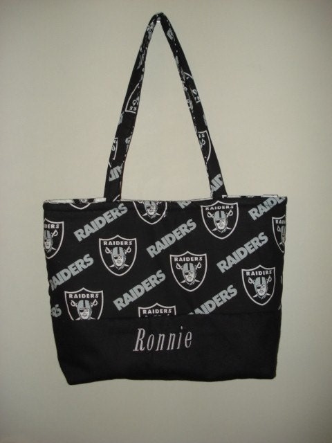 OAKLAND RAIDERS TOTEPURSEDIAPER BAG FOOTBALL BLACK WHITE