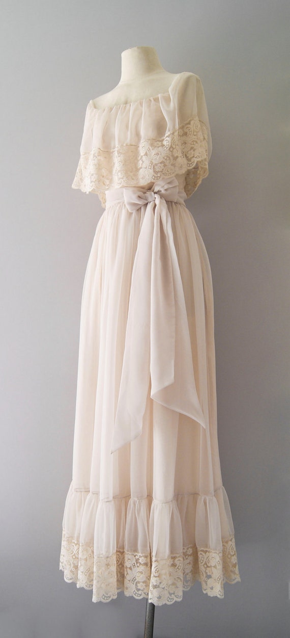 70s wedding dress / 1970s Victor Costa bridal gown / Always