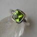 Larger Peridot Cushion Cut Chekker Top Ring in Sterling Silver
