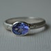 Tanzanite Oval and Diamond Ring with Sterling Silver