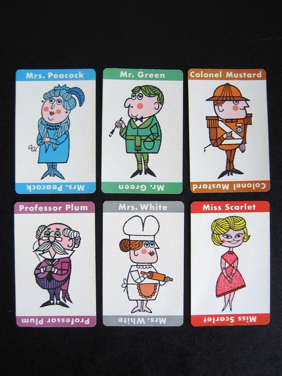 21 Vintage Clue Game Cards