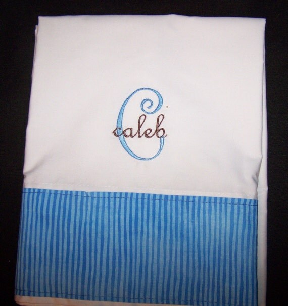 Personalized Set of 2 KING size monogrammed pillowcase