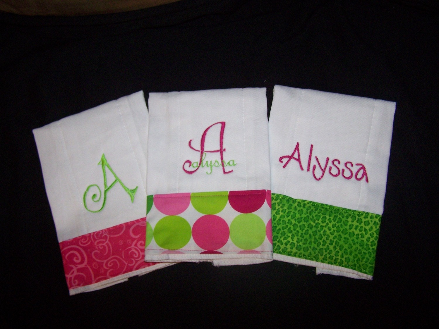 Personalized Burp Cloths Set of 3 boutique baby gift Chevron