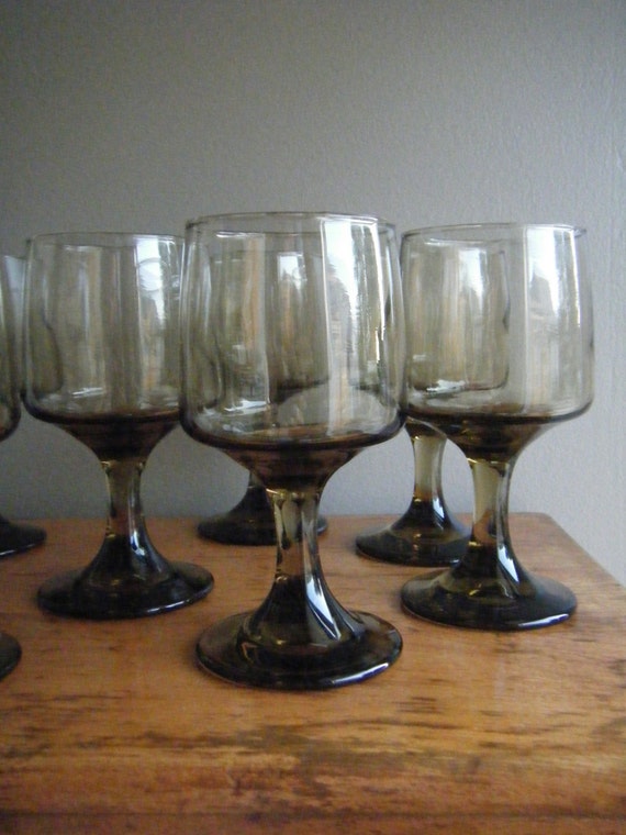 Stemmed Bronzy Brown Drinking Glasses