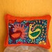 Upcycled Chiapas Embroidered Pavo Bird Pillow Orange Pair Ready To Ship