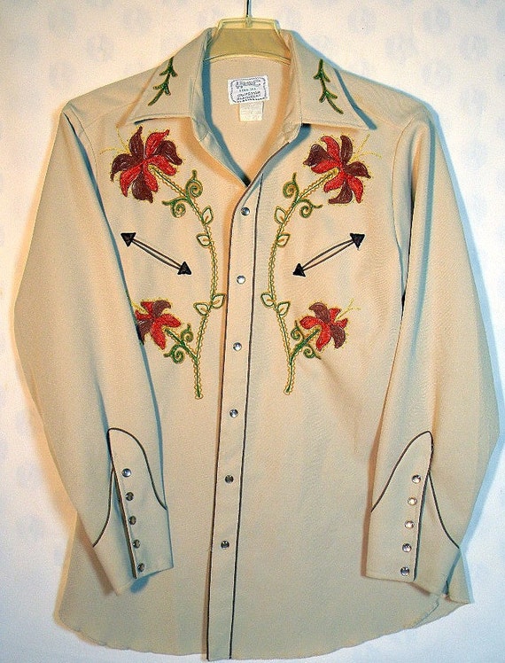 Vintage H Bar C Western Cowboy Shirt 17-1/2 by VintageViewfinders