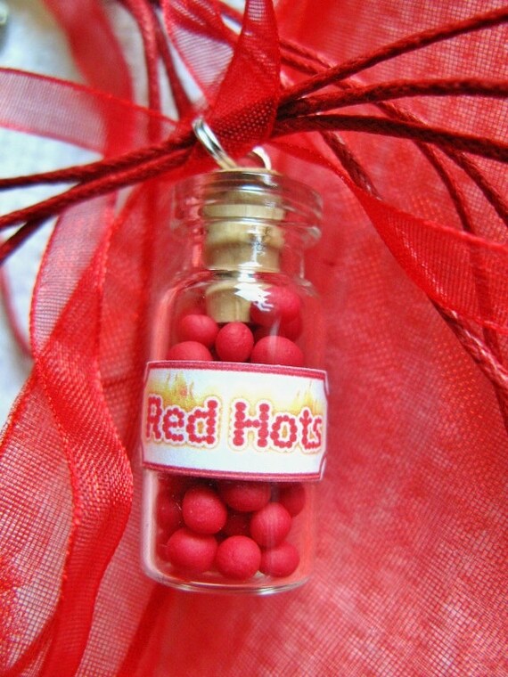Items similar to Red Hots Candy Jar Necklace Nostalgic Miniature