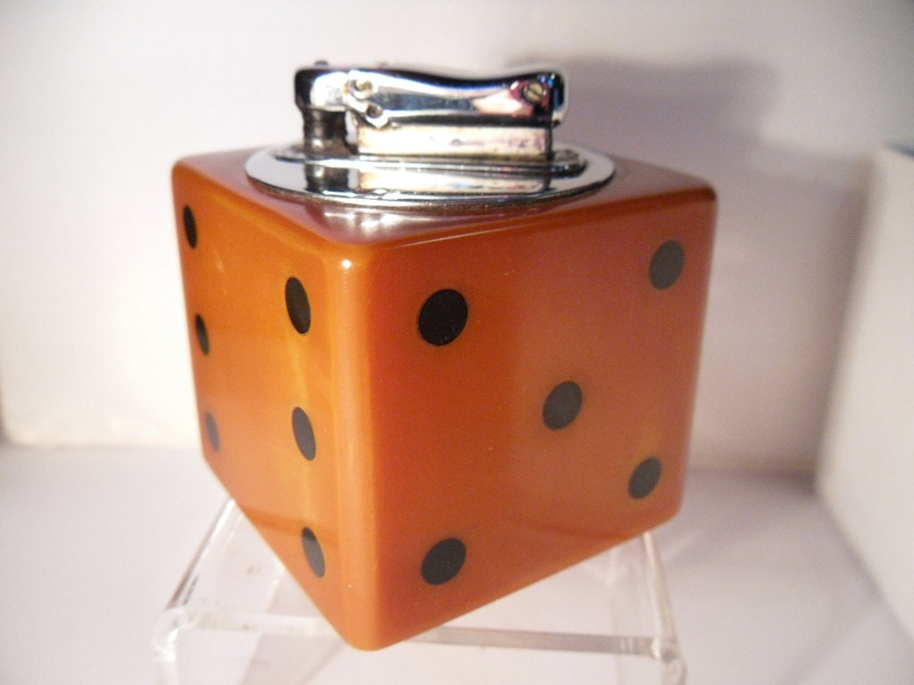 Large 2 Bakelite Dice Table Lighter. Vintage Catalin