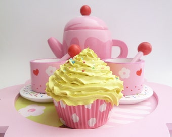 Kids Gift Play Food Cupcake for play kitchen decoration can be wonderful Christmas gift for children yellow frosting pretend food