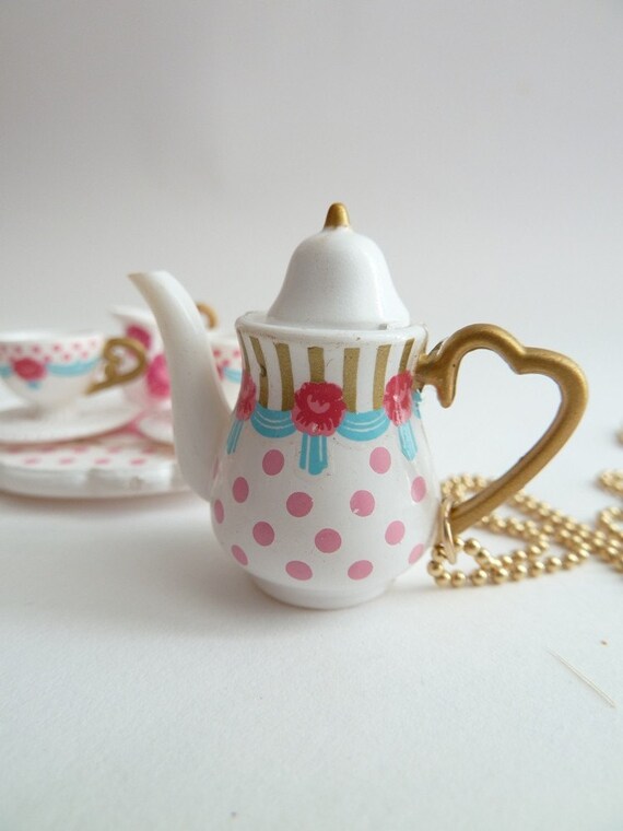 Princess Teapot necklace Pendant alice in wonderland by shimrita