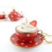 Cup Of Coffee charm necklace alice in wonderland miniature polka dot red and white cup with gold trim topped with whipped cream