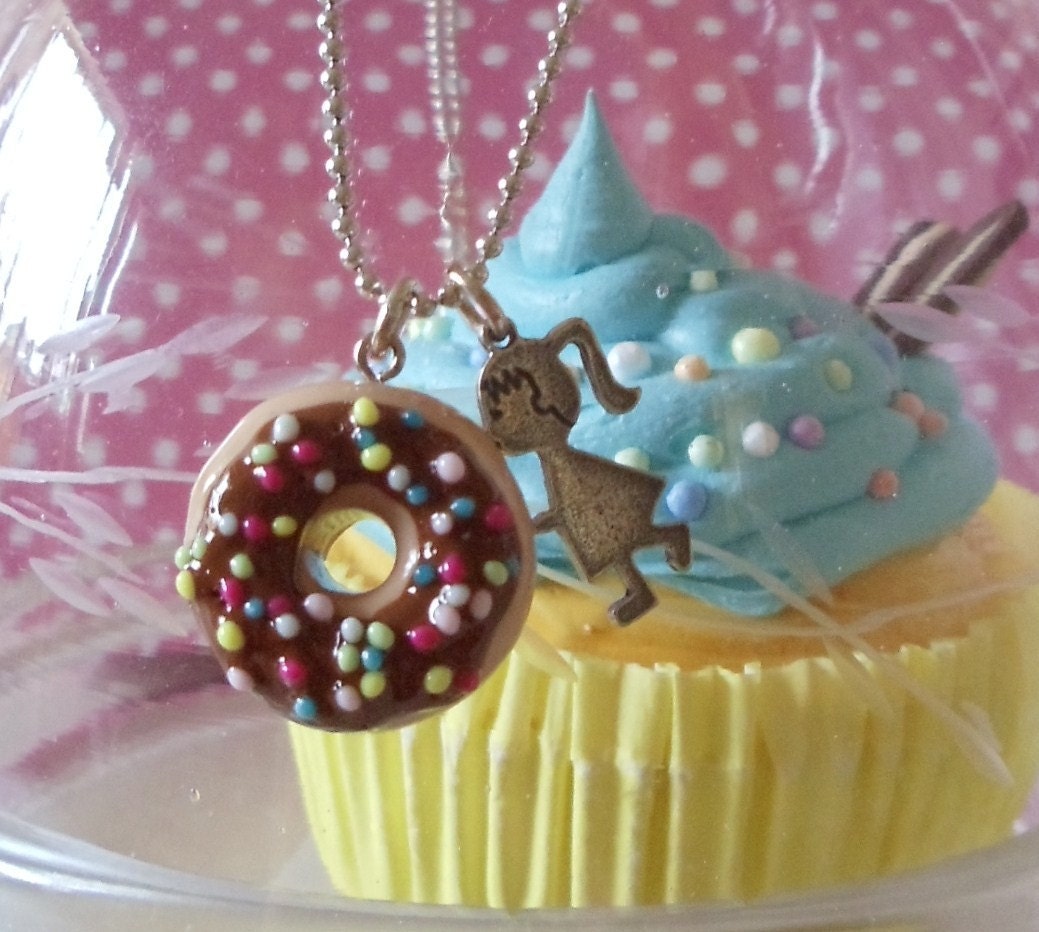 Donuts necklace miniature Polymer Clay doughnut with by shimrita