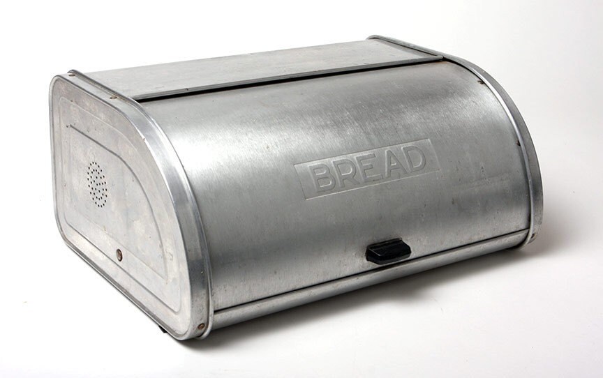Kromex Vintage Spun Aluminum Bread Box Breadbox