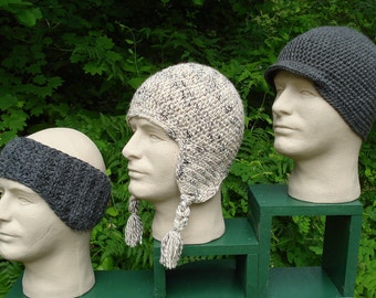 Crochet Pattern PDF - 'Snow Sports' Caps for Men - PM-101